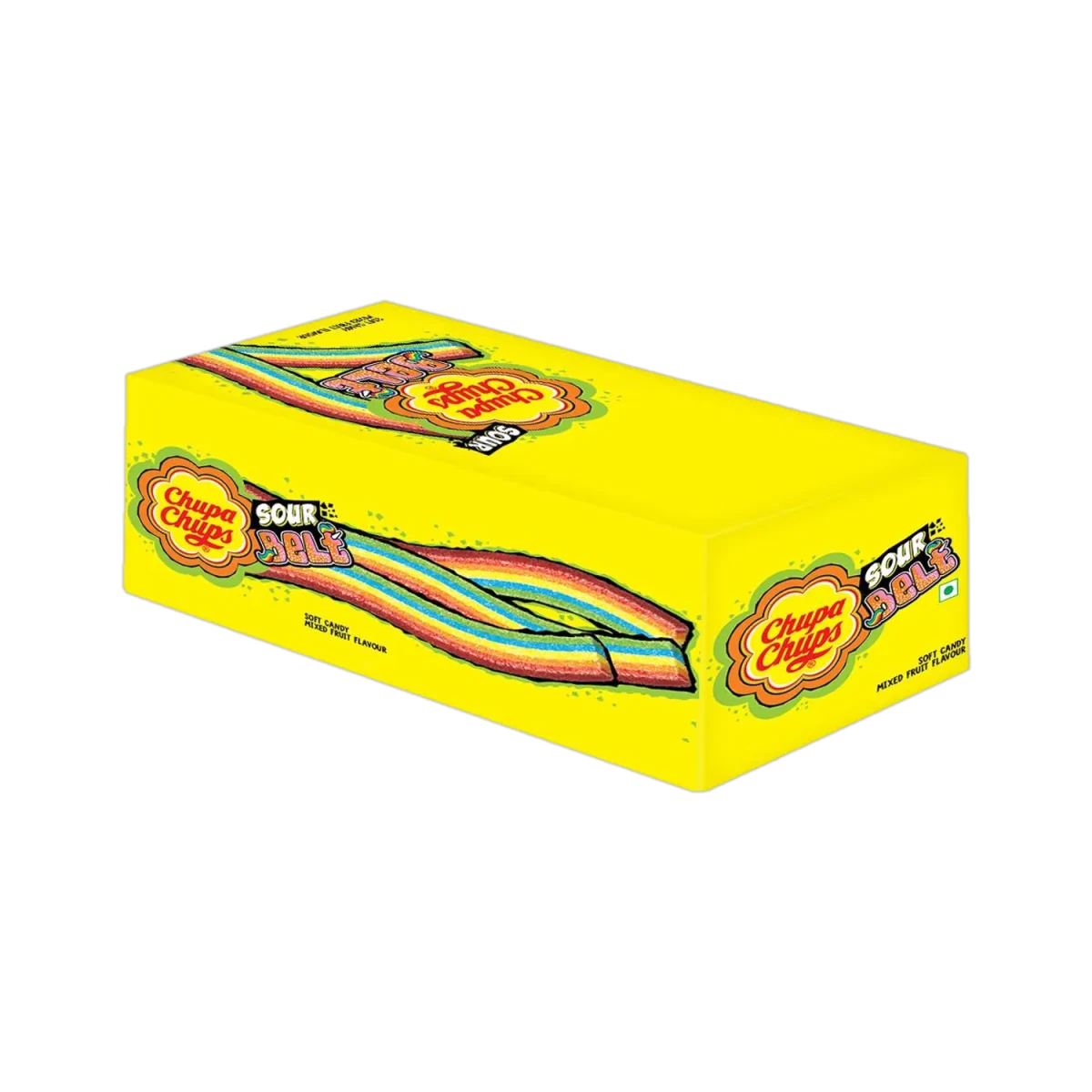 Chupa Chups Sour Belt, Mixed Fruit Flavour 9gm 48pcs - Beasymart