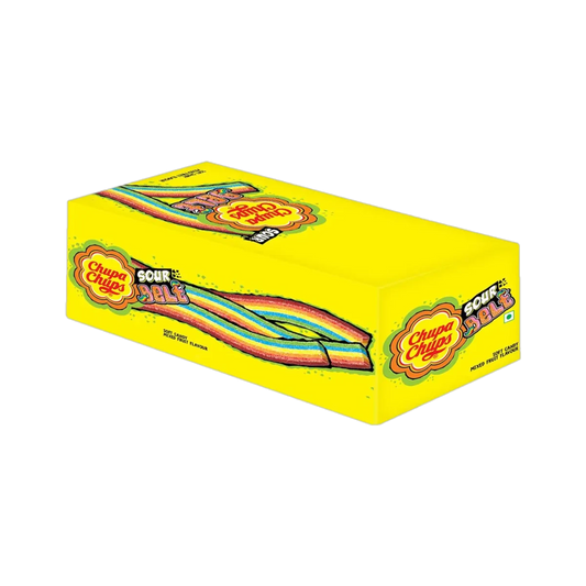 Chupa Chups Sour Belt, Mixed Fruit Flavour 9gm 48pcs - Beasymart