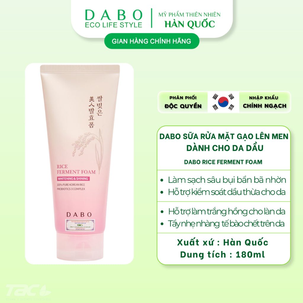 Dabo Rice Ferment Foam Whitening & Shining 180ml - Beasymart