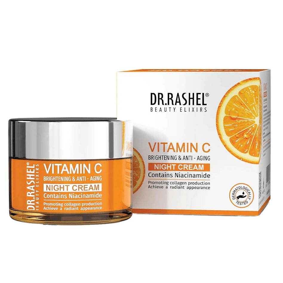 DR. RASHEL Vitamin C Brightening & Anti-Aging Night Cream 50g Contains Niacinamide Promoting Collagen Production Achieve A Radiant Appearance  - Beasymart