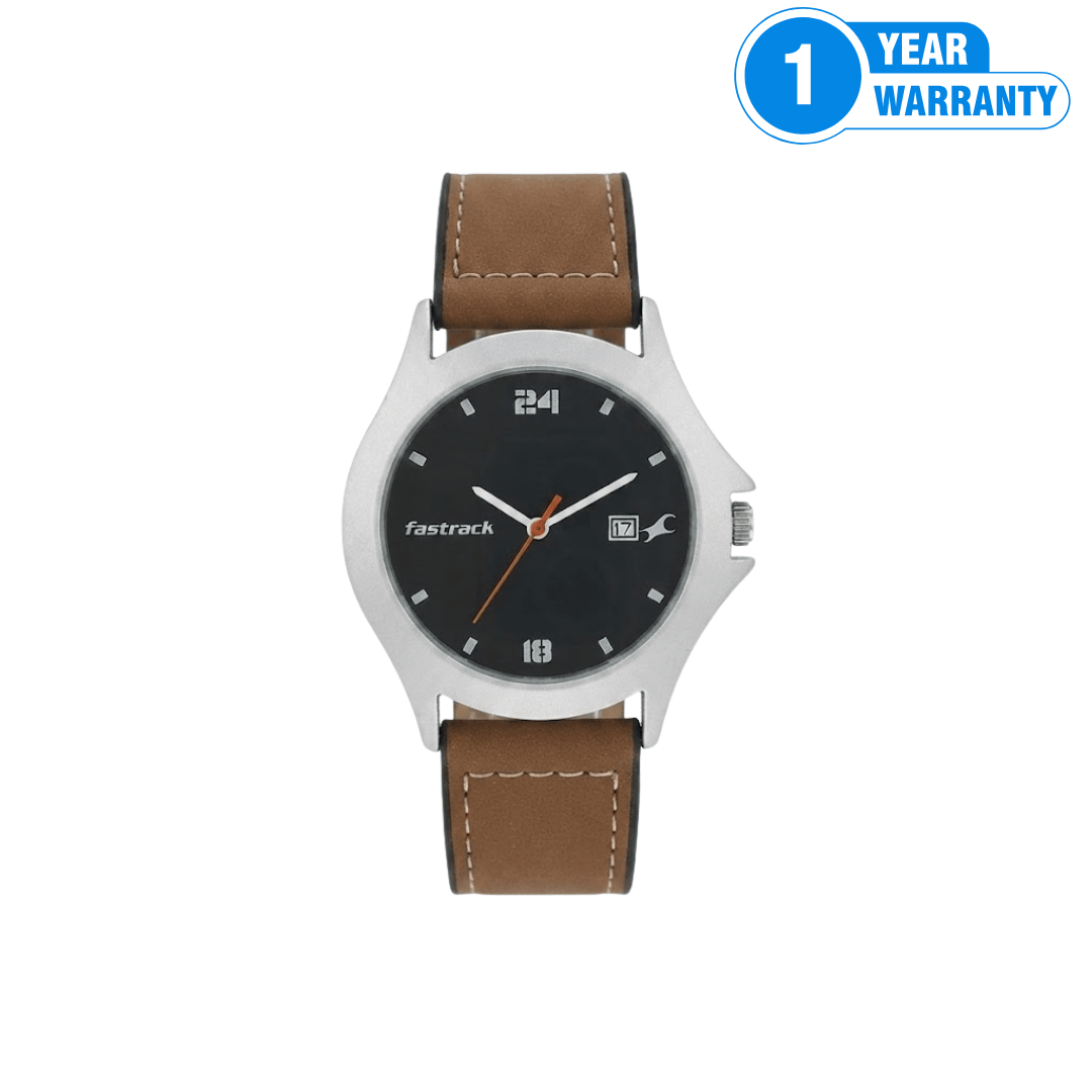 Fastrack Upgrades Quartz Analog Black Dial Leather Strap Watch for Men - M011 - Beasymart
