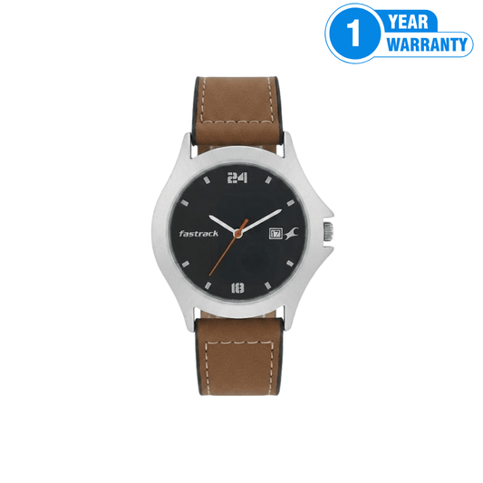 Fastrack Upgrades Quartz Analog Black Dial Leather Strap Watch for Men - M011 - Beasymart