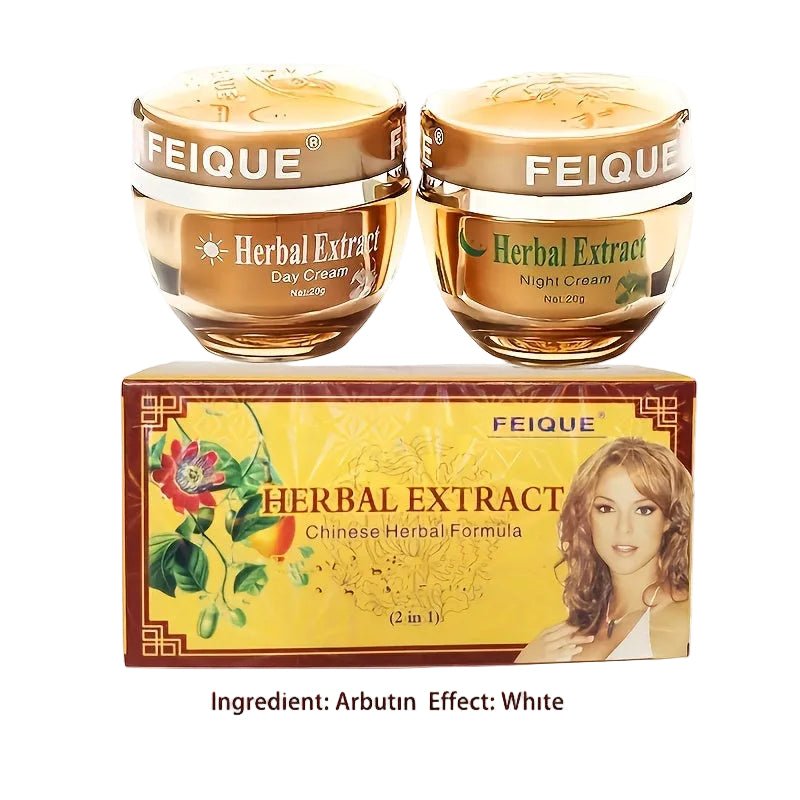 FEIQUE Herbal Extract Chinese Herbal Formula Whitening Anti-Freckle Set/ Anti-Melanin Anti-Freckle Whitening (2 in 1) Day & Night Cream (Made In China) - Beasymart