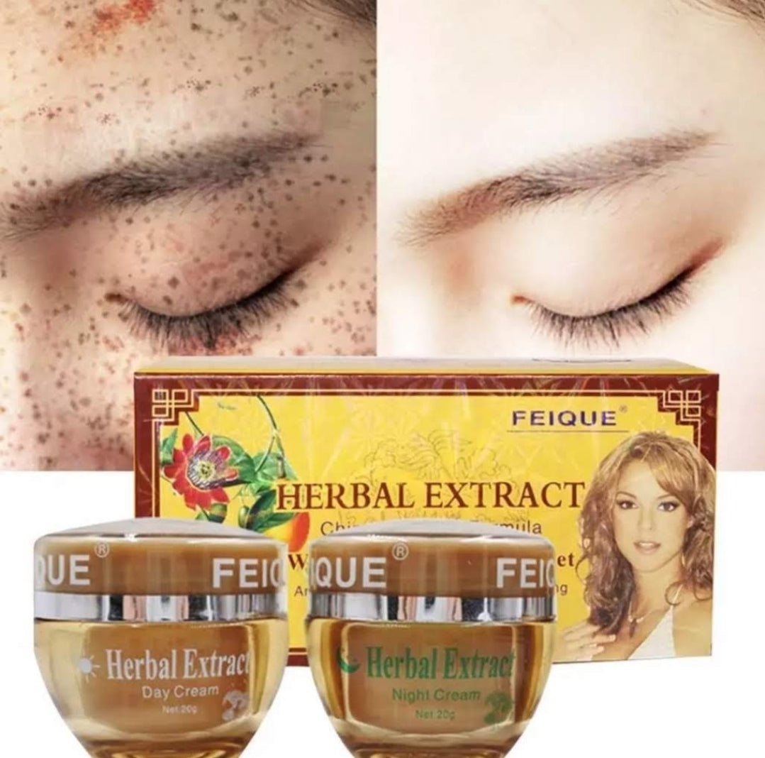 FEIQUE Herbal Extract Chinese Herbal Formula Whitening Anti-Freckle Set/ Anti-Melanin Anti-Freckle Whitening (2 in 1) Day & Night Cream (Made In China) - Beasymart