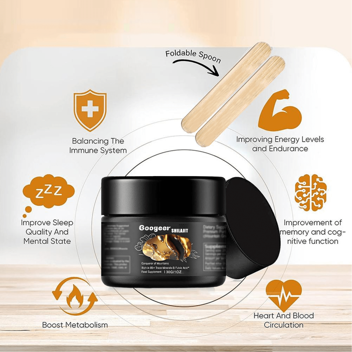 Googeer Purest Himalayan Shilajit Resin 100% Pure 600mg Maximum Natural Organic Resin with 85+ Trace Minerals & Fulvic Acid for Energy , Immune Support - Beasymart