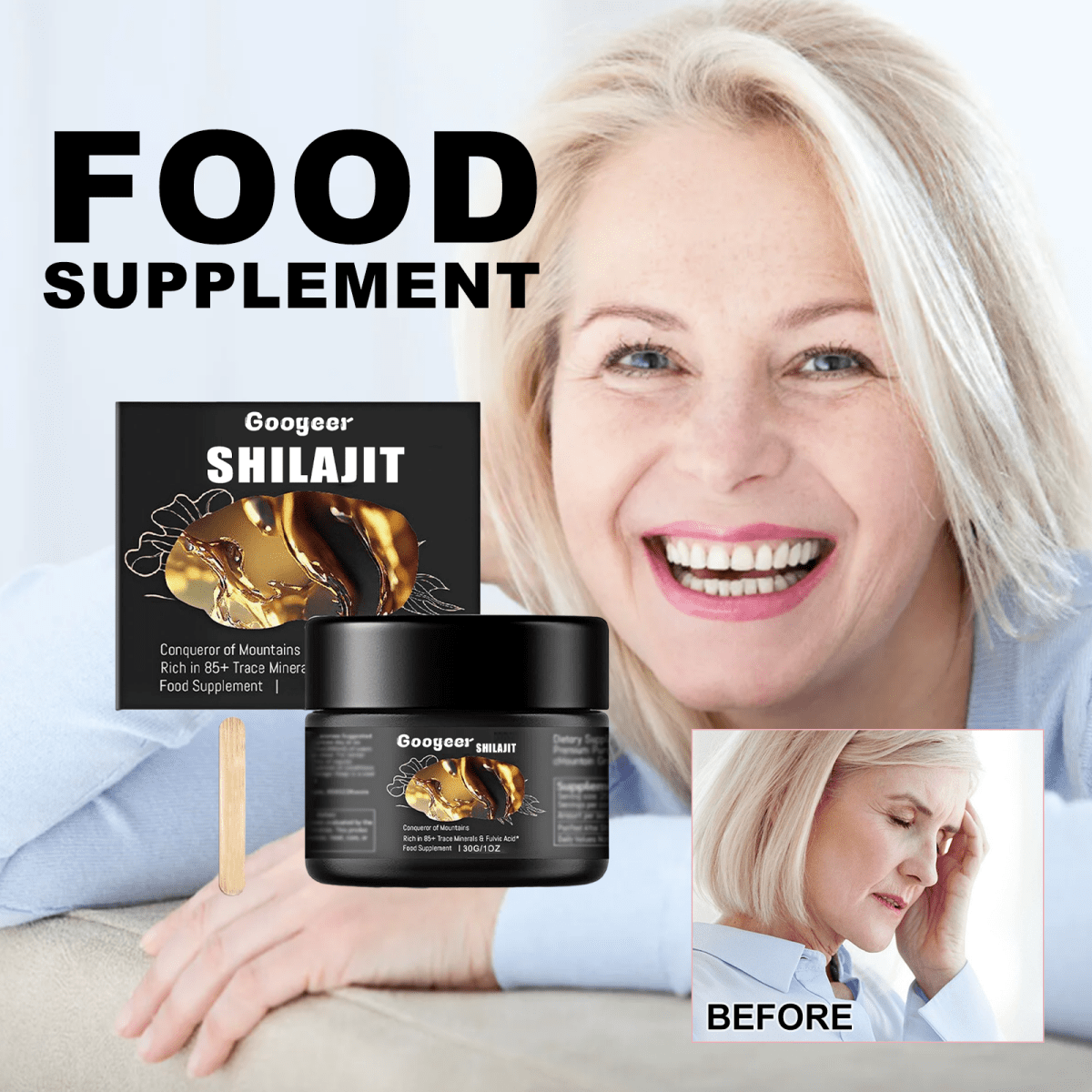 Googeer Purest Himalayan Shilajit Resin 100% Pure 600mg Maximum Natural Organic Resin with 85+ Trace Minerals & Fulvic Acid for Energy , Immune Support - Beasymart