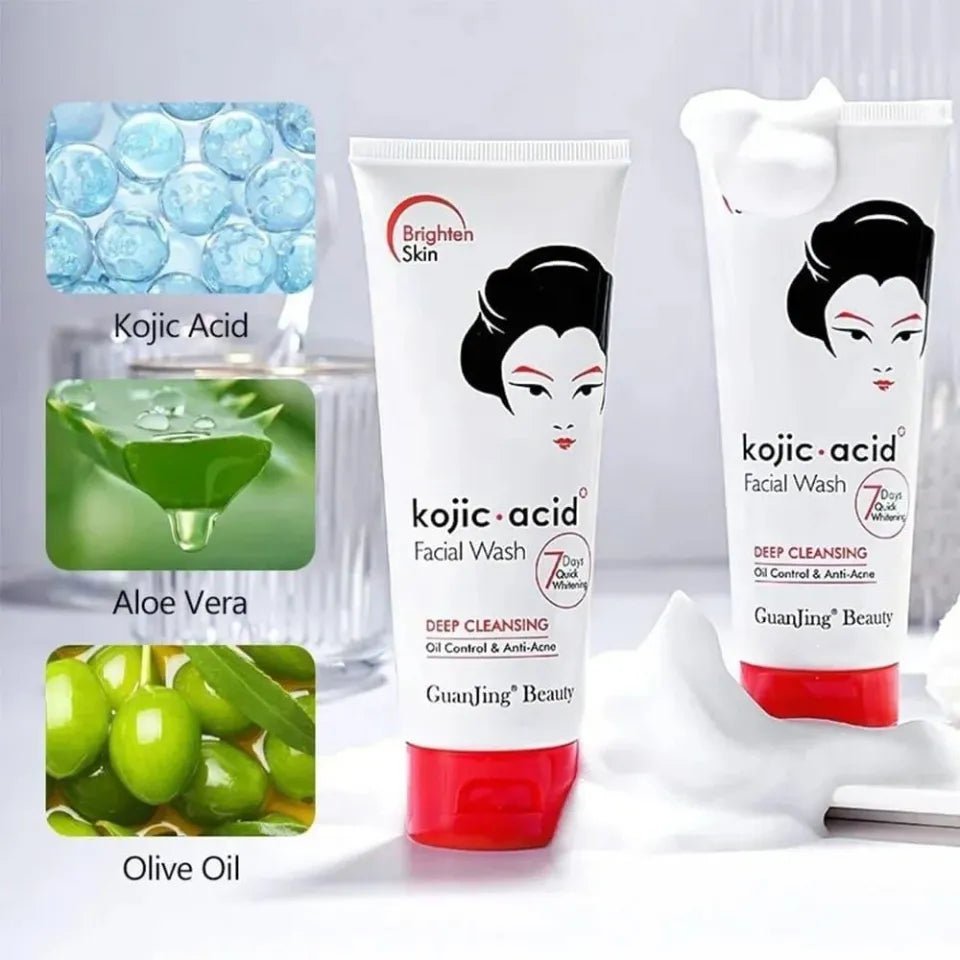 Guanjing Beauty Brighten Skin Deep Cleansing Oil Control & Anti Acne Kojic Acid Facial Wash 100gm - Beasymart