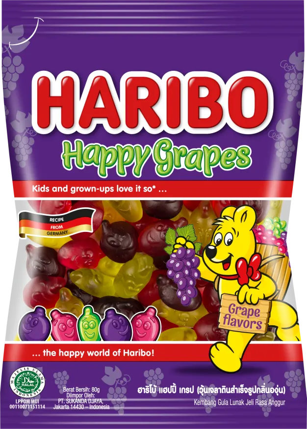 Haribo Happy Grapes Gummy 80g হারিবো হ্যাপি গ্রেপস গামি ৮০ গ্রাম - Beasymart