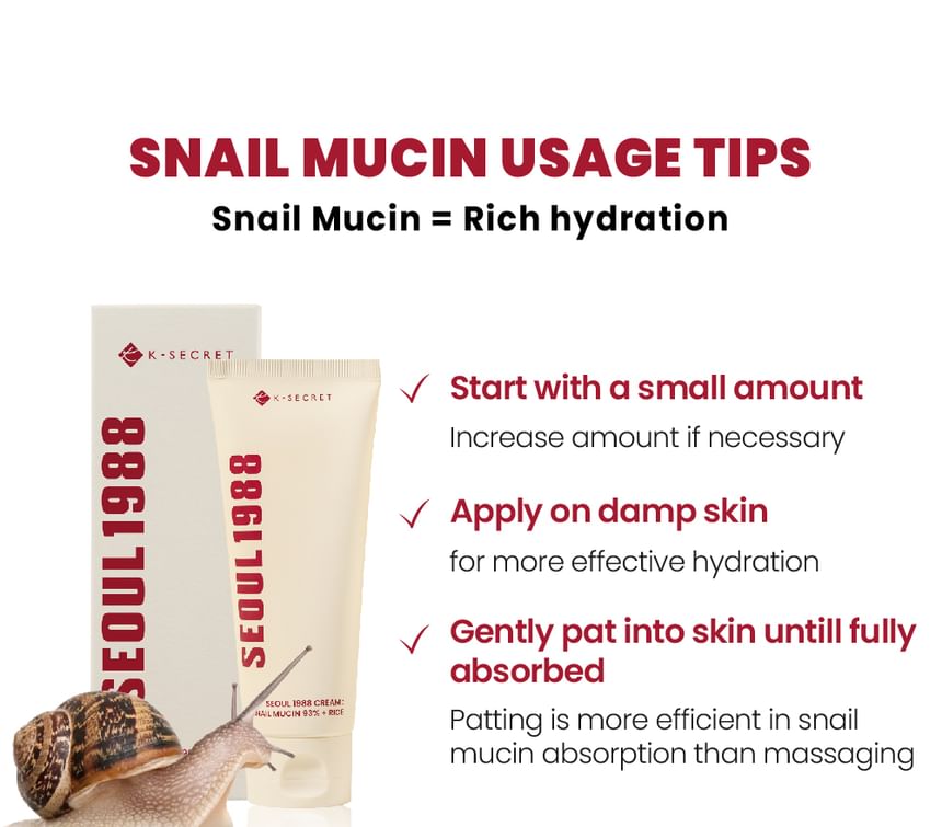 K Secret Seoul 1988 Cream Snail Mucin 93% And Rice 100ml - Beasymart