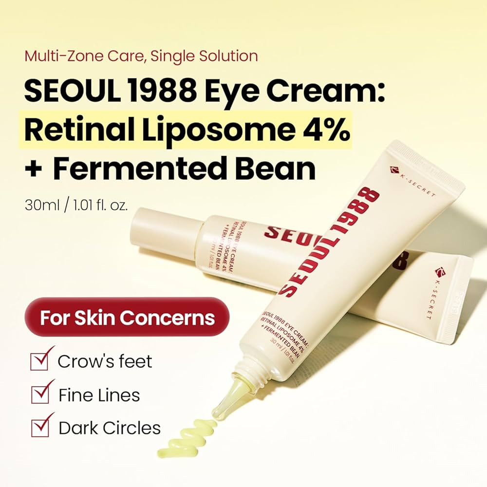 K-Secret Seoul 1988 Eye Cream : Retinal Liposome 4% + Fermented Bean – 30ml - Beasymart