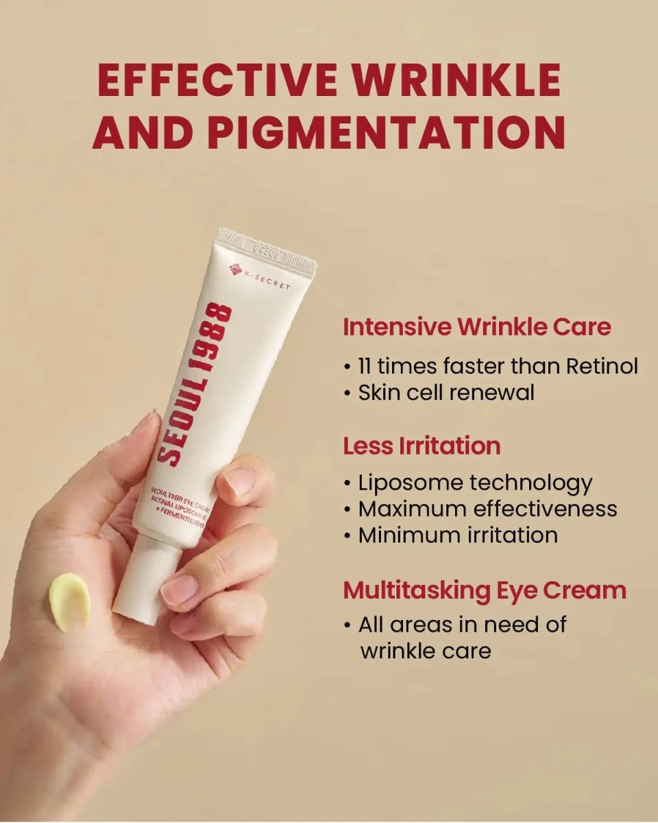 K-Secret Seoul 1988 Eye Cream : Retinal Liposome 4% + Fermented Bean – 30ml (Buy 1 + Get 1 Offer) - Beasymart