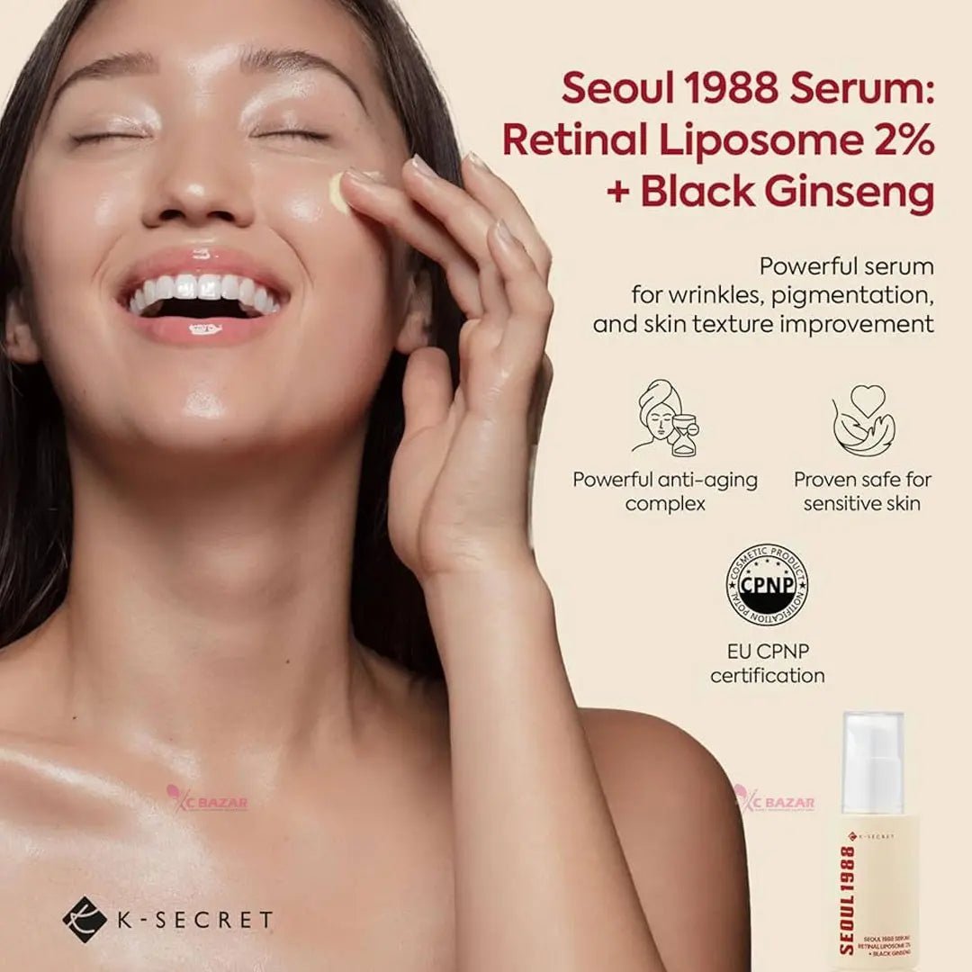 K-Secret Seoul 1988 Serum: Retinal Liposome 2% + Black Ginseng 30ml - Beasymart