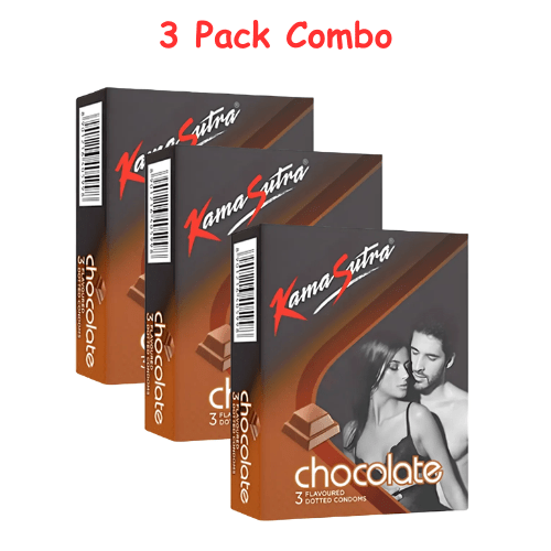 KamaSutra Chocolate Flavoured Dotted Condom 3's X 3 Pack Combo Offer - Beasymart