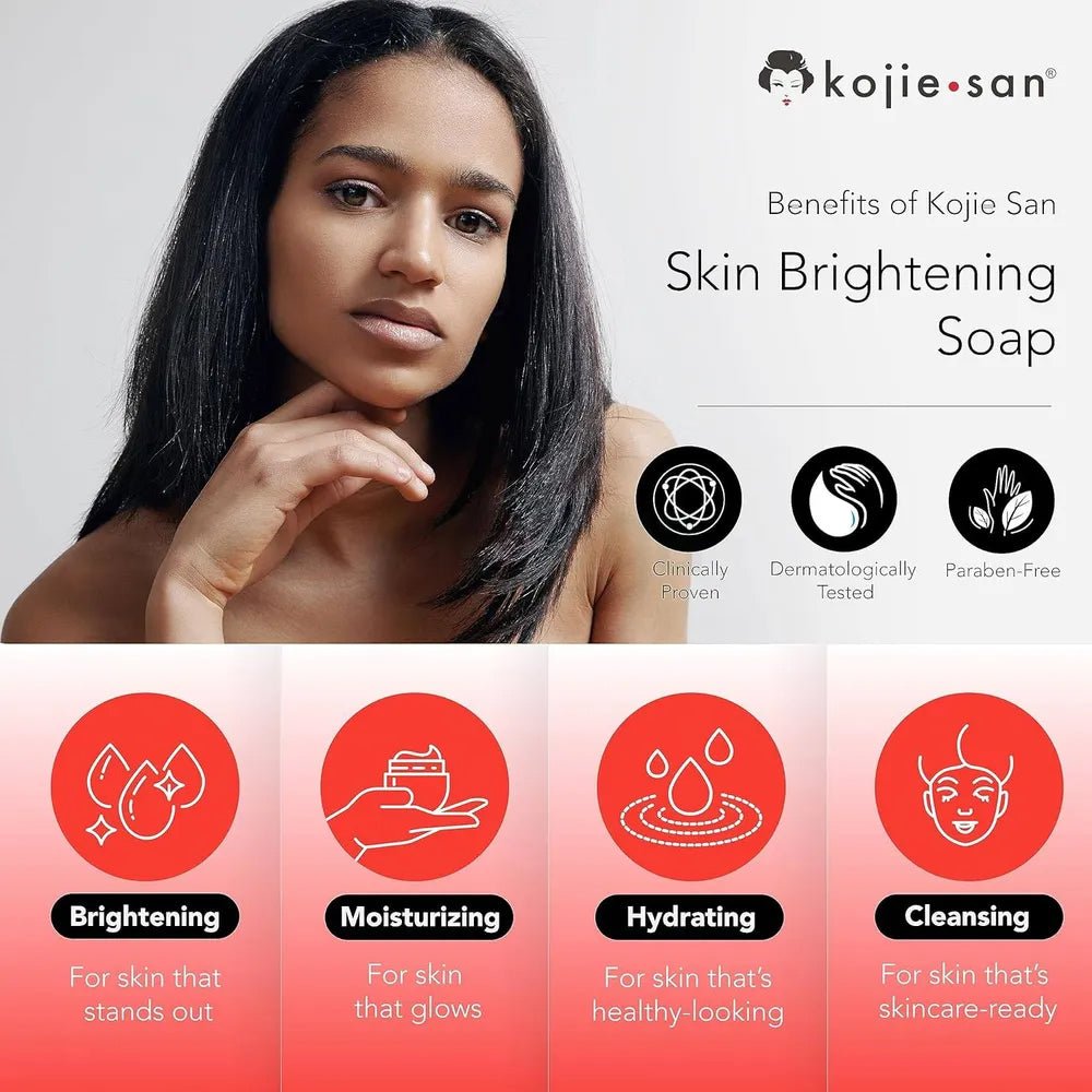 Kojie San Skin Lightening Soap – 65g x 3 Pieces | Brightening & Whitening Formula For Even Skin Tone - Beasymart