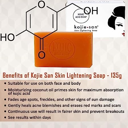 Kojie San Skin Lightening Soap – 65g x 3 Pieces | Brightening & Whitening Formula For Even Skin Tone - Beasymart