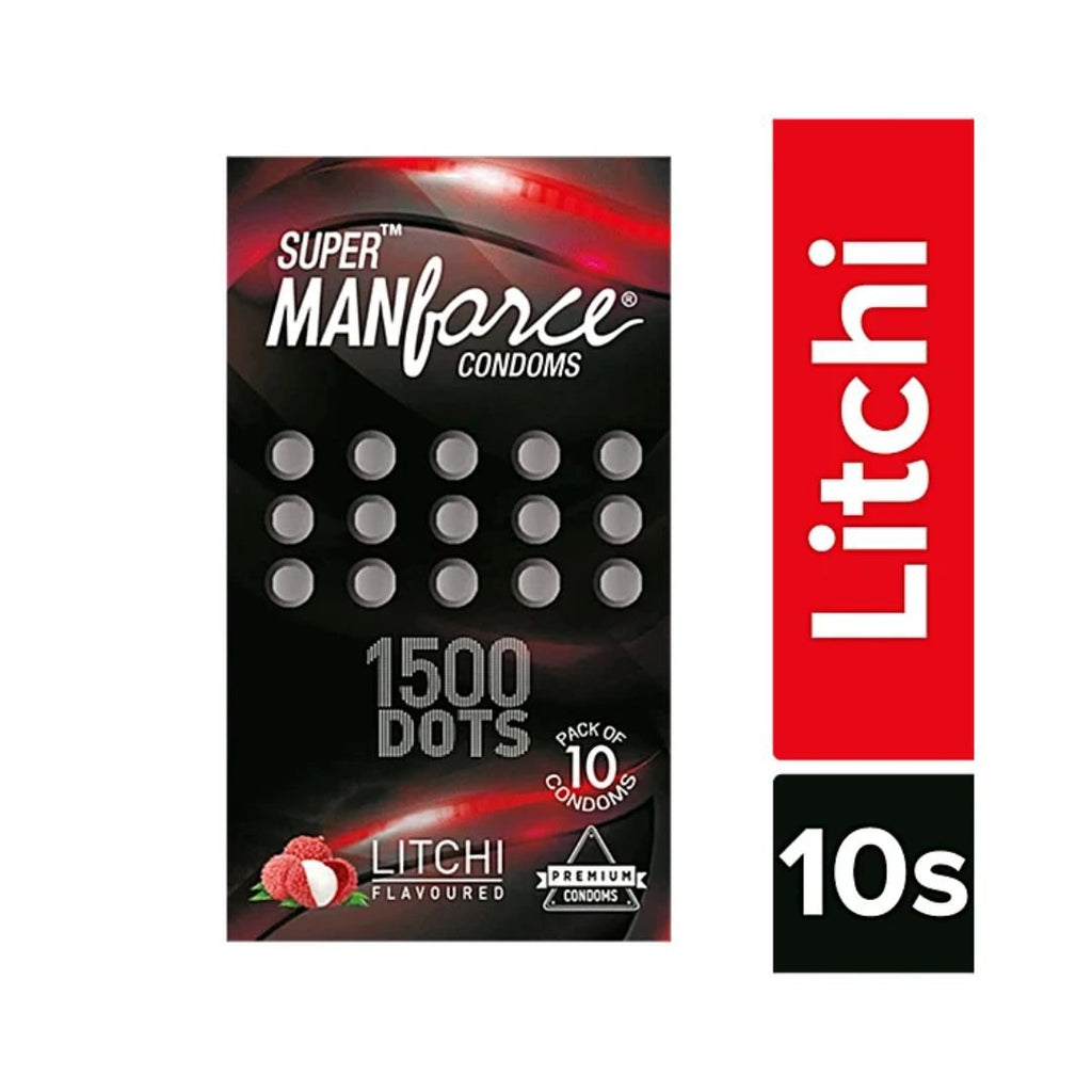 Manforce 1500 Dots Litchi Flavor Condom 10's Pack - Beasymart