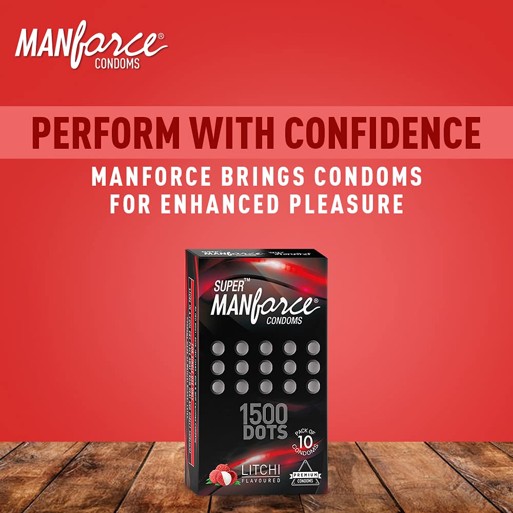Manforce 1500 Dots Litchi Flavor Condom 10's Pack - Beasymart