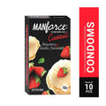 Manforce Cocktail Condom With Dotted Rings, Strawberry & Vanilla Flavoured- 10Pcs Pack - Beasymart