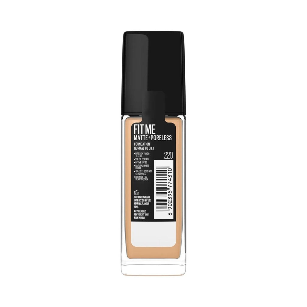 Maybelline Fit Me Matte + Poreless Liquid Foundation SPF22 - Natural Beige 220 - Oil-Free & Lightweight - Beasymart