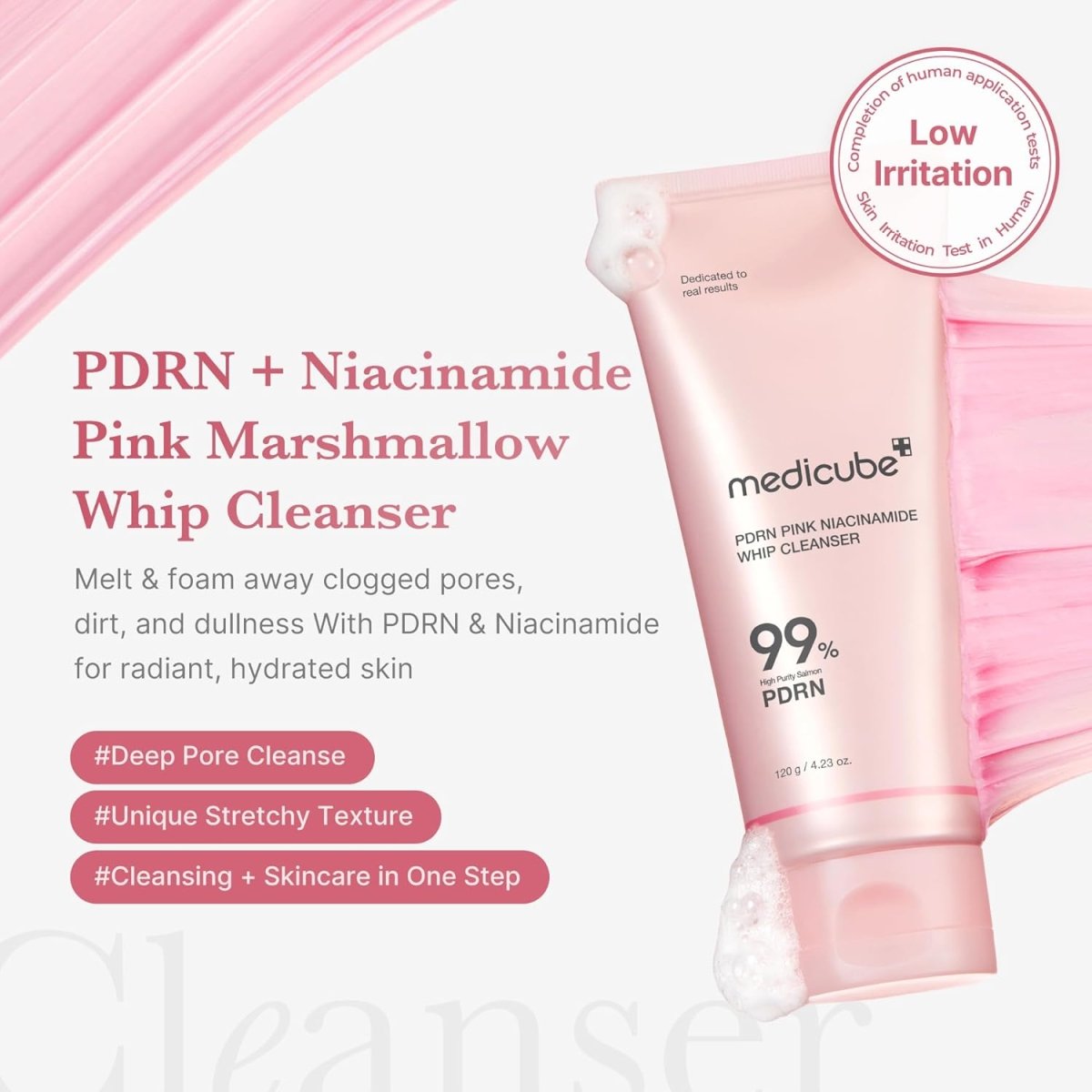 Medicube PDRN Pink Niacinamide Whip Cleanser - 120g - Beasymart