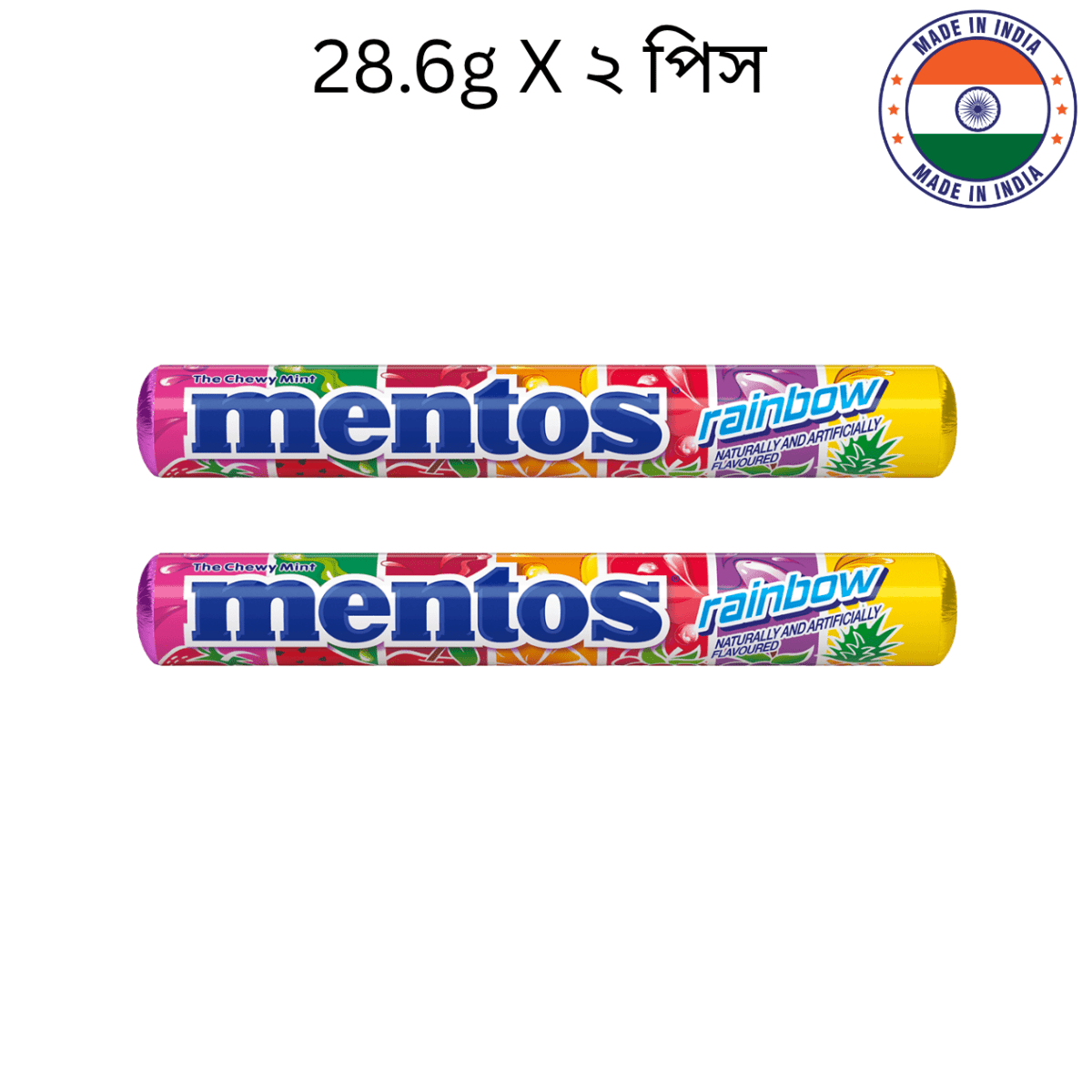 Mentos Rainbow Roll Chewy Candy 28.6g X 2pcs - Beasymart
