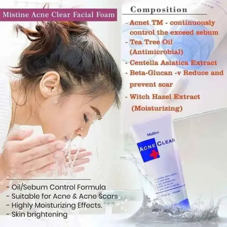 Mistine Acne Clear Facial Foam Combo Buy 2pcs Combo Offer - Beasymart