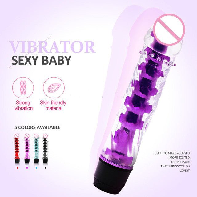 Multispeed Crystal Jelly Clitoris G-Spot Flirting Climax Orgasmm Vibrator Massager Sexx Toy Alat Sekss Perempuan GV-4 [Gspot Series] - Beasymart