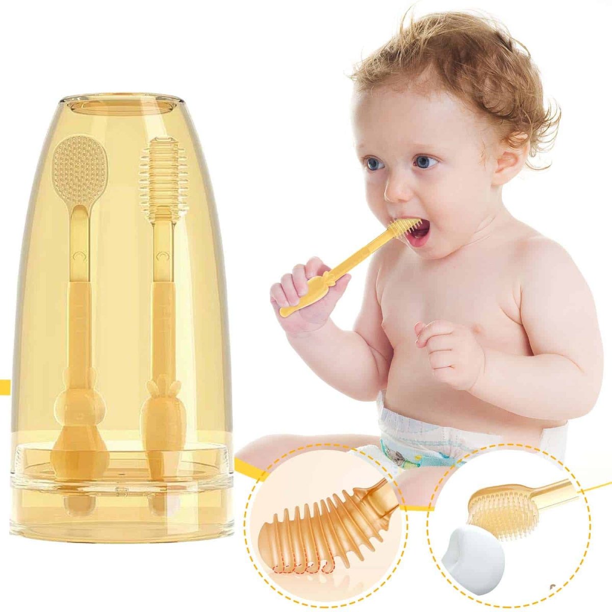 Nano Silicone Tongue Brush and Toothbrush Gift Kit Gift for Baby 9370 - Beasymart