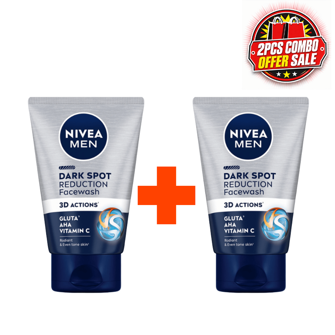 Nivea Men Dark Spot Reduction Face Wash Vitamin C Effect For Clean, Clear Skin 100ml 2pcs Combo - Beasymart