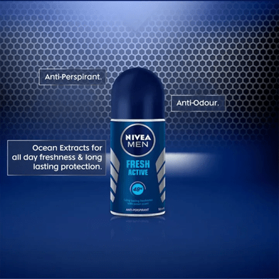 Nivea Men Roll On Fresh Active 50ml 2Pcs Combo Offer - Beasymart