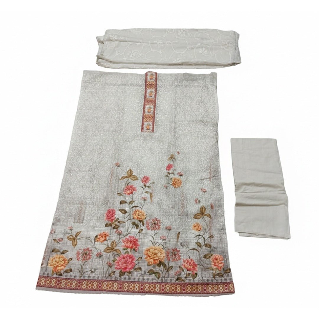 Off-White Straight-Fit Kurta (Unstitched) - Beasymart