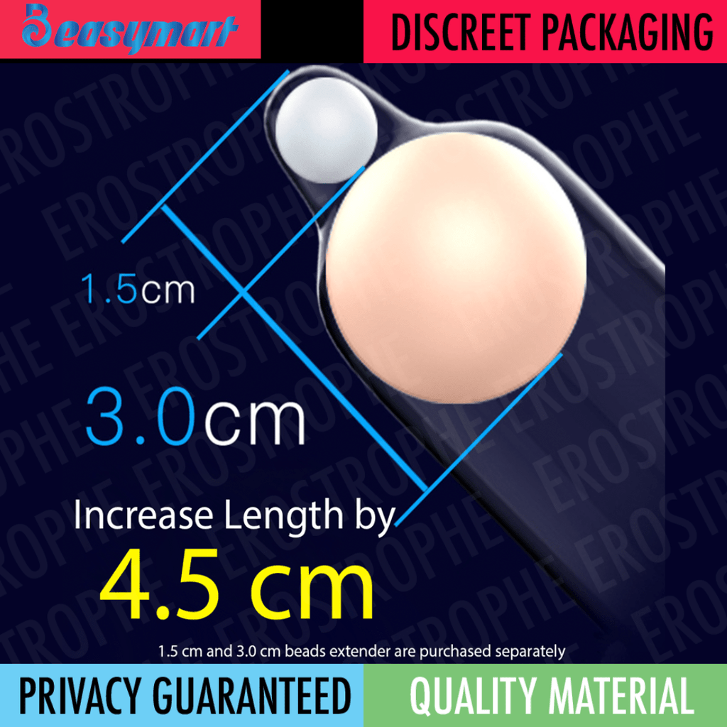 OLO Bead Entering condom 3cm, Smooth Condom + 1 Silicon Ball - Box of 1 Condom - Beasymart