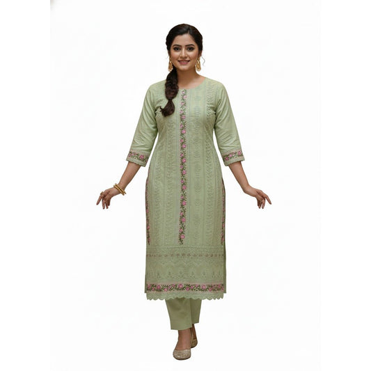 Pastel Green Embroidered Salwar Kameez (Unstitched) - Beasymart