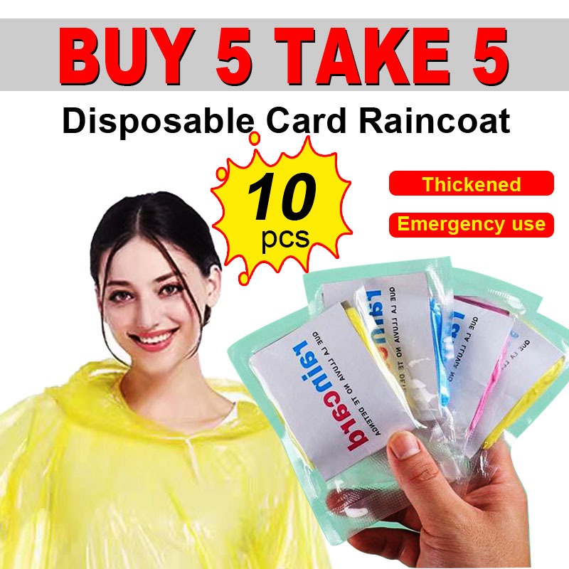 Rain Card - Wallet Pocket Raincoat, Unisex Raincoat For Men and Women 10pcs Combo