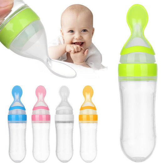 Premium Silicone Baby Food Dispensing Spoon And Feeder Travel Training Bottle - Beasymart