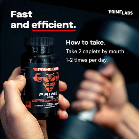 Prime Labs Prime Test Testosterone Booster For Men, 90 Caplets - Beasymart