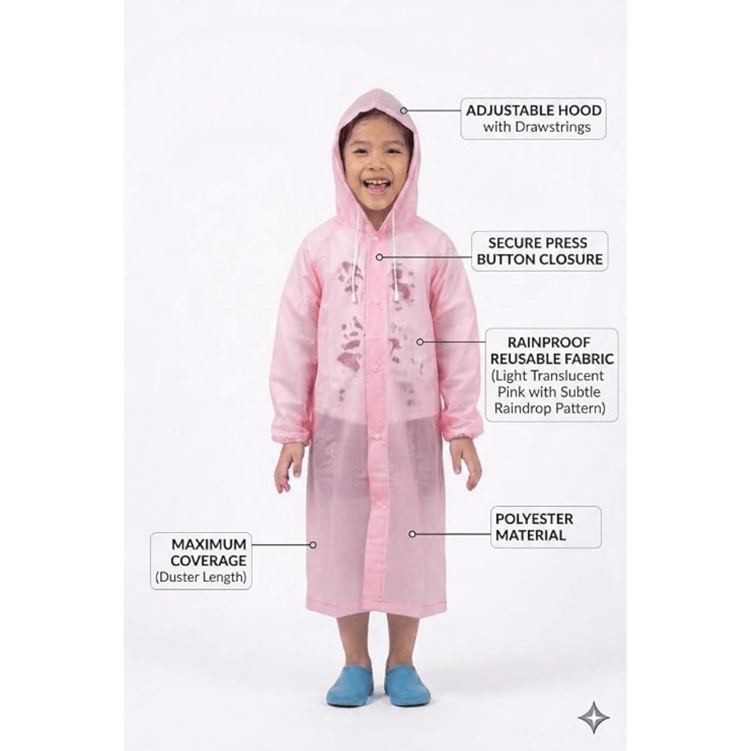 PVC- Polyester Rain Coat For Kids ( Boy Or Girl) - Beasymart