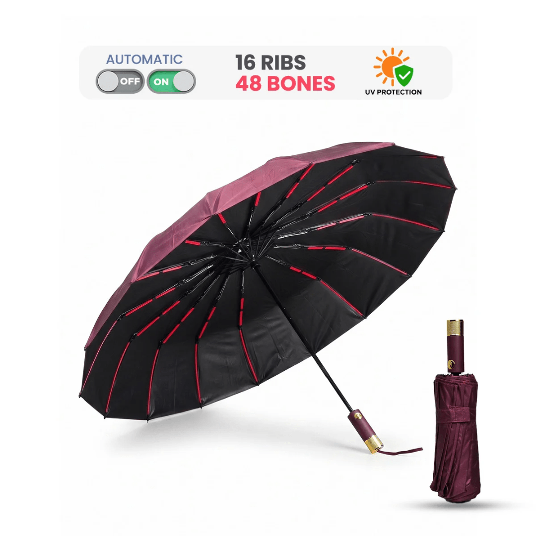 Rahman Windproof 16 Rib Auto Open Close Strong Frame Umbrella (48 Bones) - Beasymart