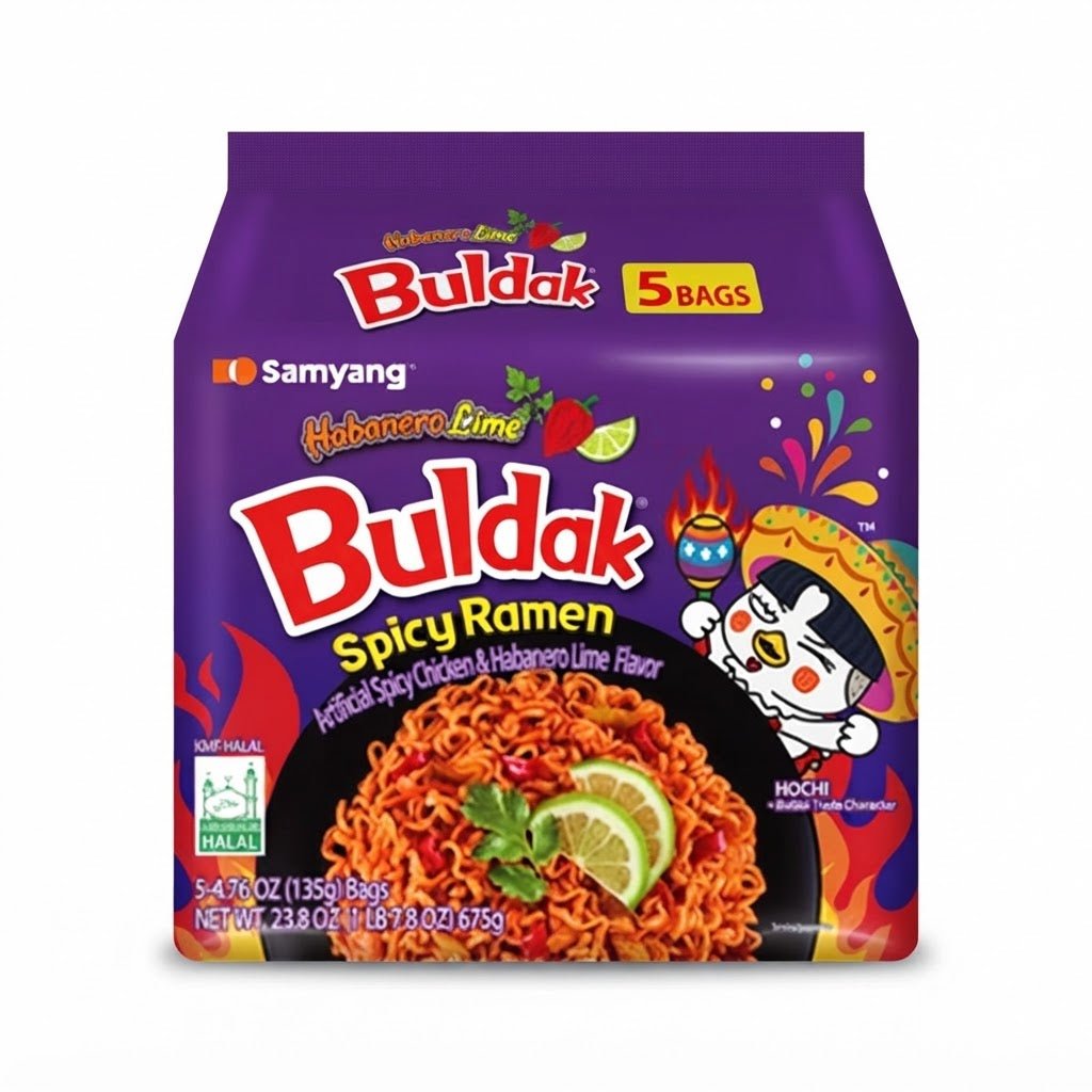 Samyang Buldak Habanero Lime Spicy Ramen Noodles (5 bagx130g) - Beasymart