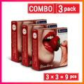 Sensation Super Dotted Scented Strawberry Condom 3's X 3 Pack - Beasymart