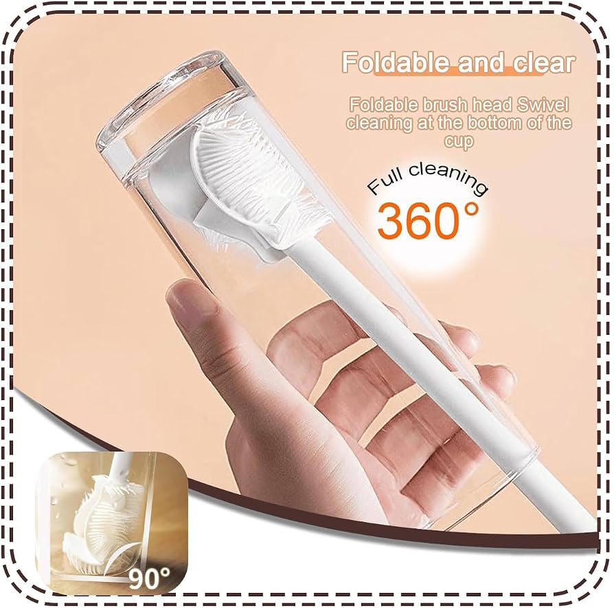 Silicone Milk Bottle Brush - Long Handle & Foldable Design, No Dead Angle - Beasymart