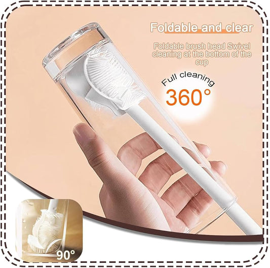 Silicone Milk Bottle Brush - Long Handle & Foldable Design, No Dead Angle - Beasymart