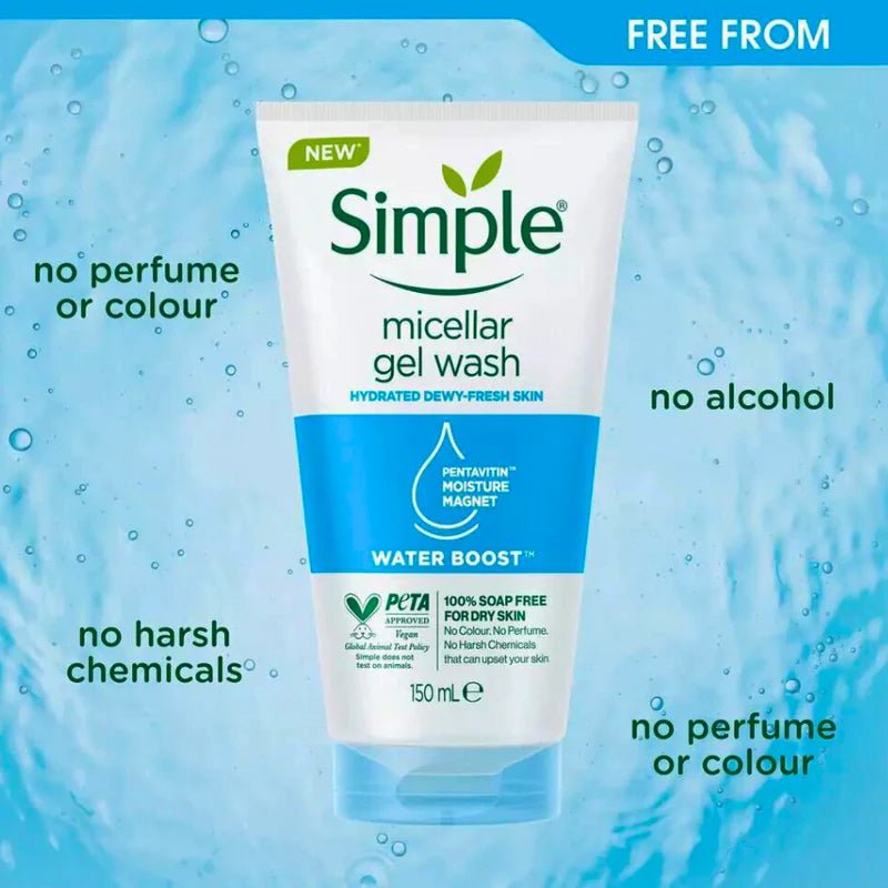 Simple Micellar Gel Wash Hydrated Dewy Fresh Skin Water Boost Soap-Free 150ml - Beasymart