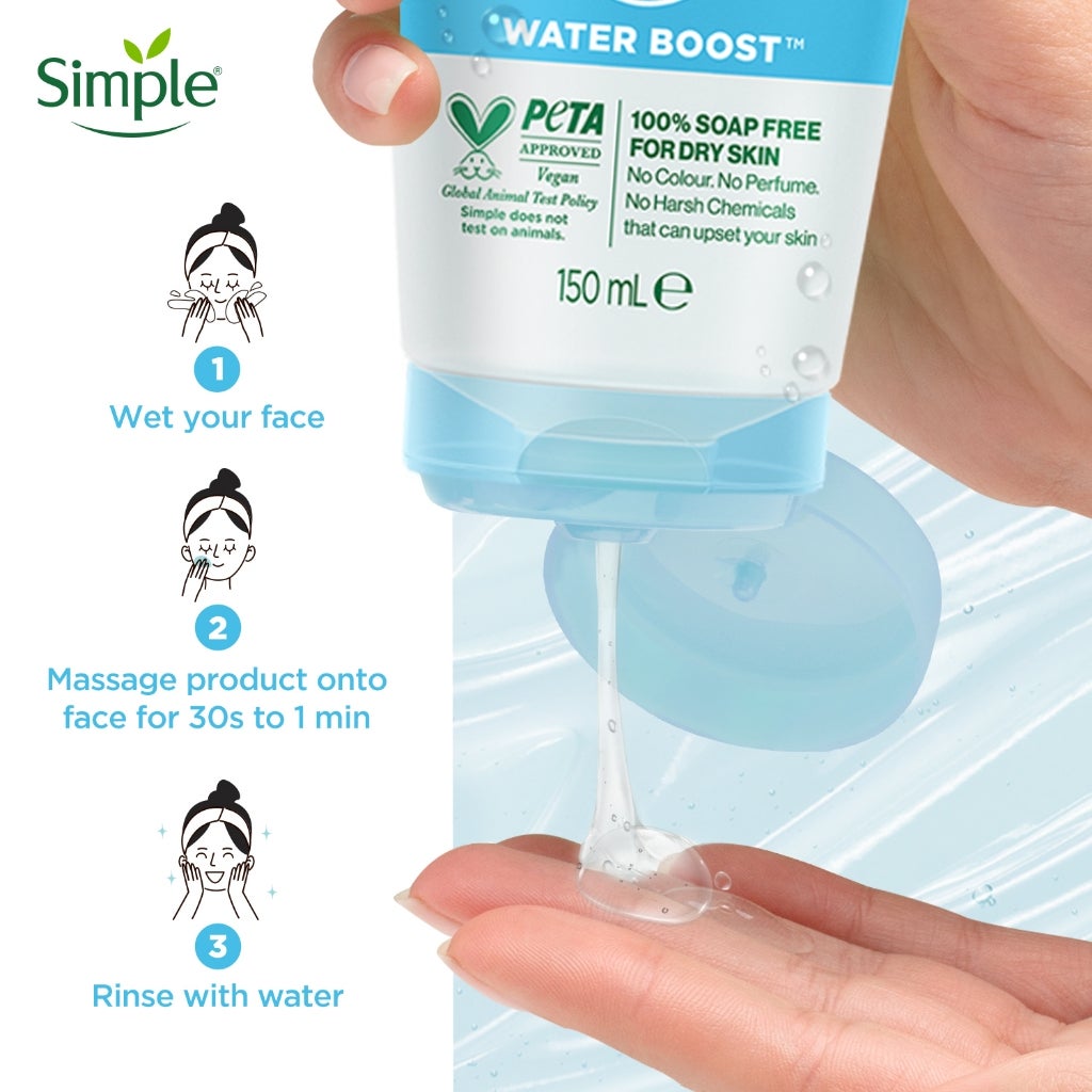 Simple Micellar Gel Wash Hydrated Dewy Fresh Skin Water Boost Soap-Free 150ml - Beasymart