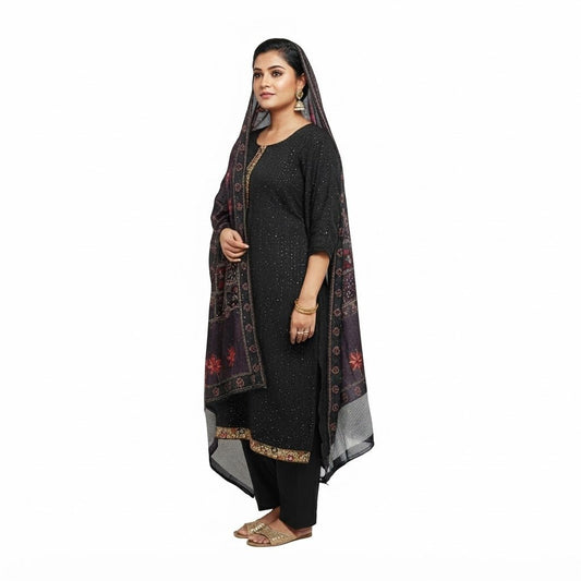 Straight-Cut Salwar Kameez Set (Unstitched) - Beasymart