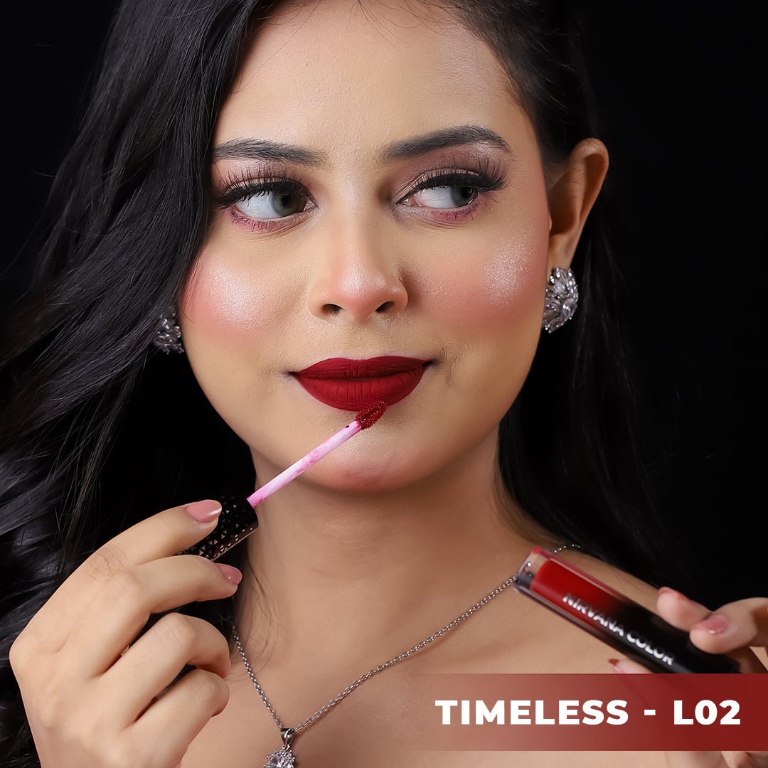 Timeless Lipstick Set ( Nirvana Color Liquid Matte Lipstick - Timeless L02 + wet n wild MegaLast Liquid Catsuit Matte Lipstick - Give Me Mocha) - Beasymart
