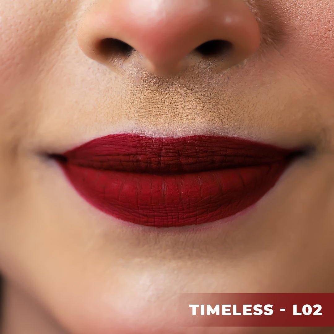 Timeless Lipstick Set ( Nirvana Color Liquid Matte Lipstick - Timeless L02 + wet n wild MegaLast Liquid Catsuit Matte Lipstick - Give Me Mocha) - Beasymart