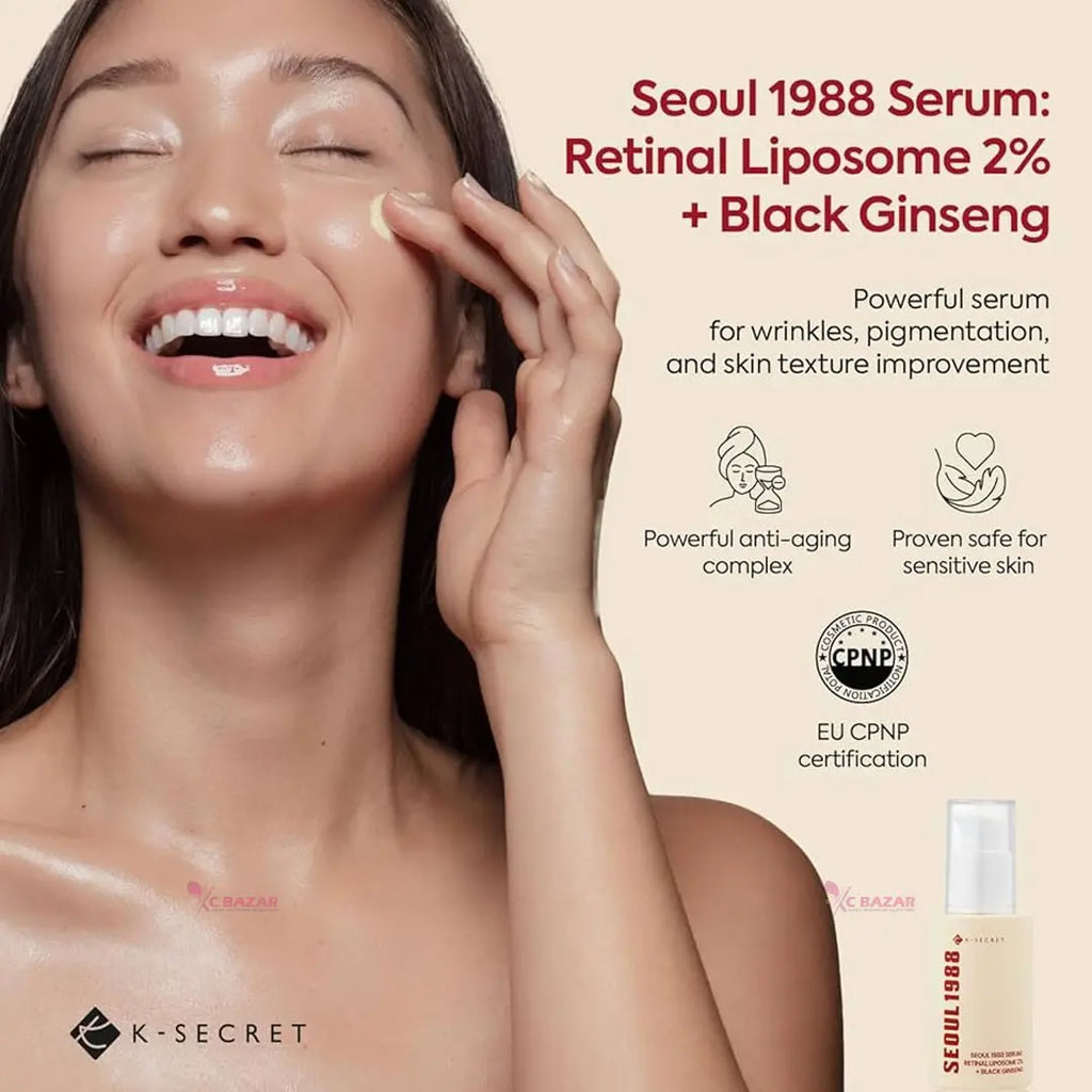 K-Secret Seoul 1988 Serum: Retinal Liposome 2% + Black Ginseng 30ml