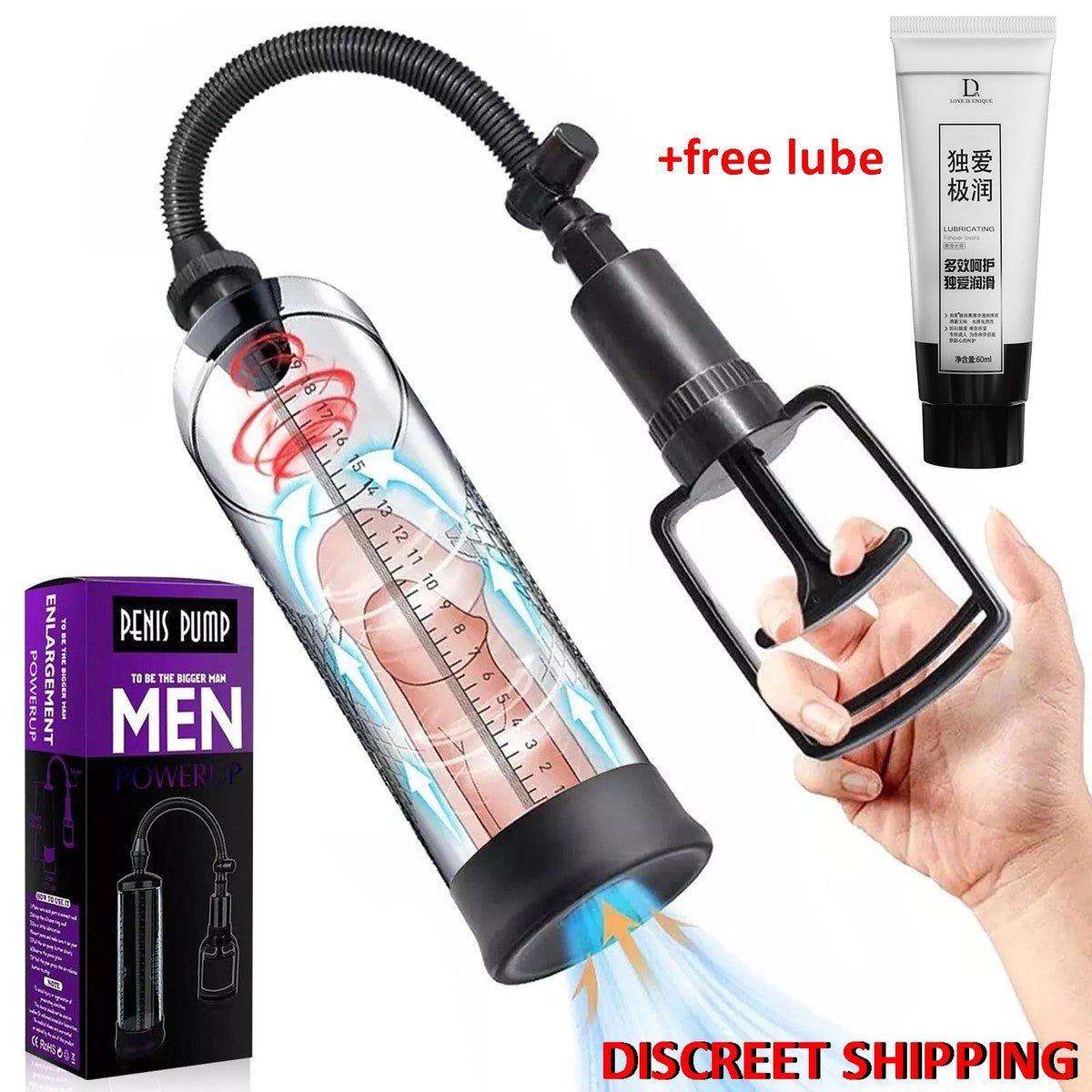 Vacuum Penis Pump for Male ED Enhancement Erectile Enlargement Penis Enlarger BG - Beasymart