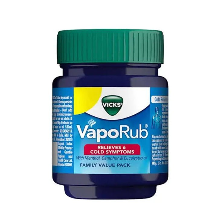 Vicks Vaporub Relieves Cough & Cold Symptoms, Headache, Body Ache, Muscular Stiffness And Breathing Difficulty For Pain Relief 25ml - Beasymart
